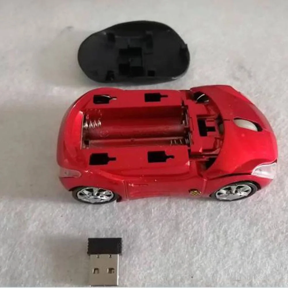 Wireless Car-Shaped Mouse - Red, Blue, Black